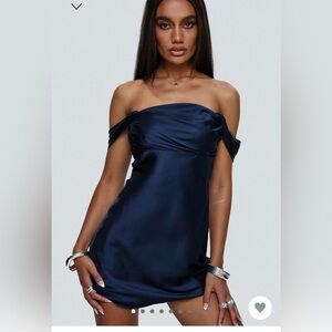 Princess Polly zabbarra off the shoulder mini dress navy blue